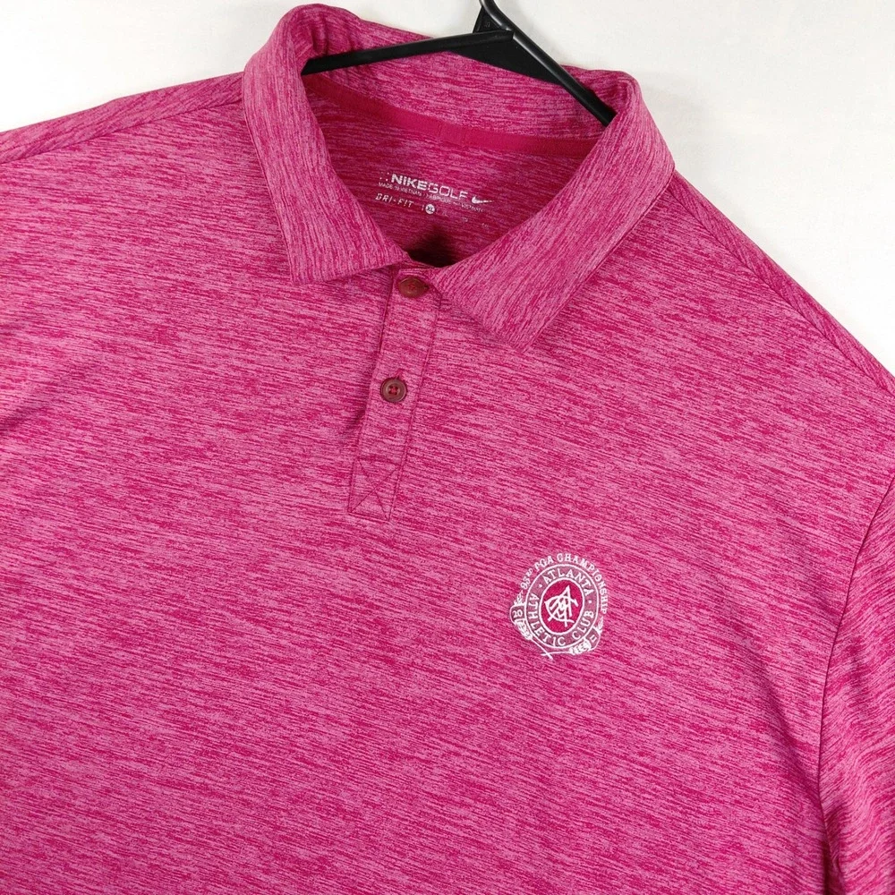 Nike Golf Dri-Fit Polo Shirt Mens XL Maroon Heathered Atlanta Athletic Club PGA